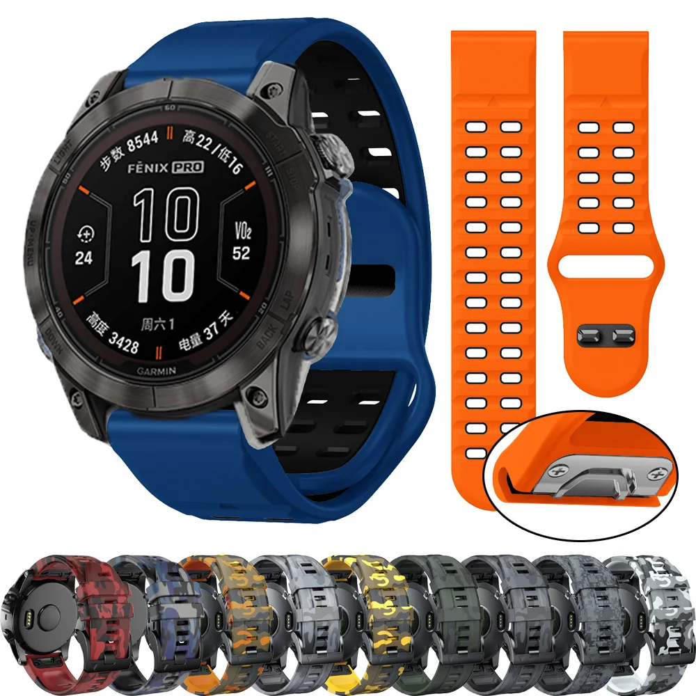 Two-Tone Silicone QuickFit 26mm 22mm Fenix8 Quick Fit Band Fenix E 8 47 51MM 7 7X 6 6X 5 5X/Epix Pro/Enduro 3 2 Strap Bracelet