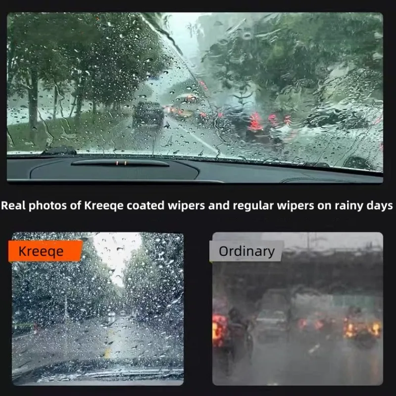 Kreeqe Silicone Coated Wiper with Silent Rubber Strip for Car Rain Protection