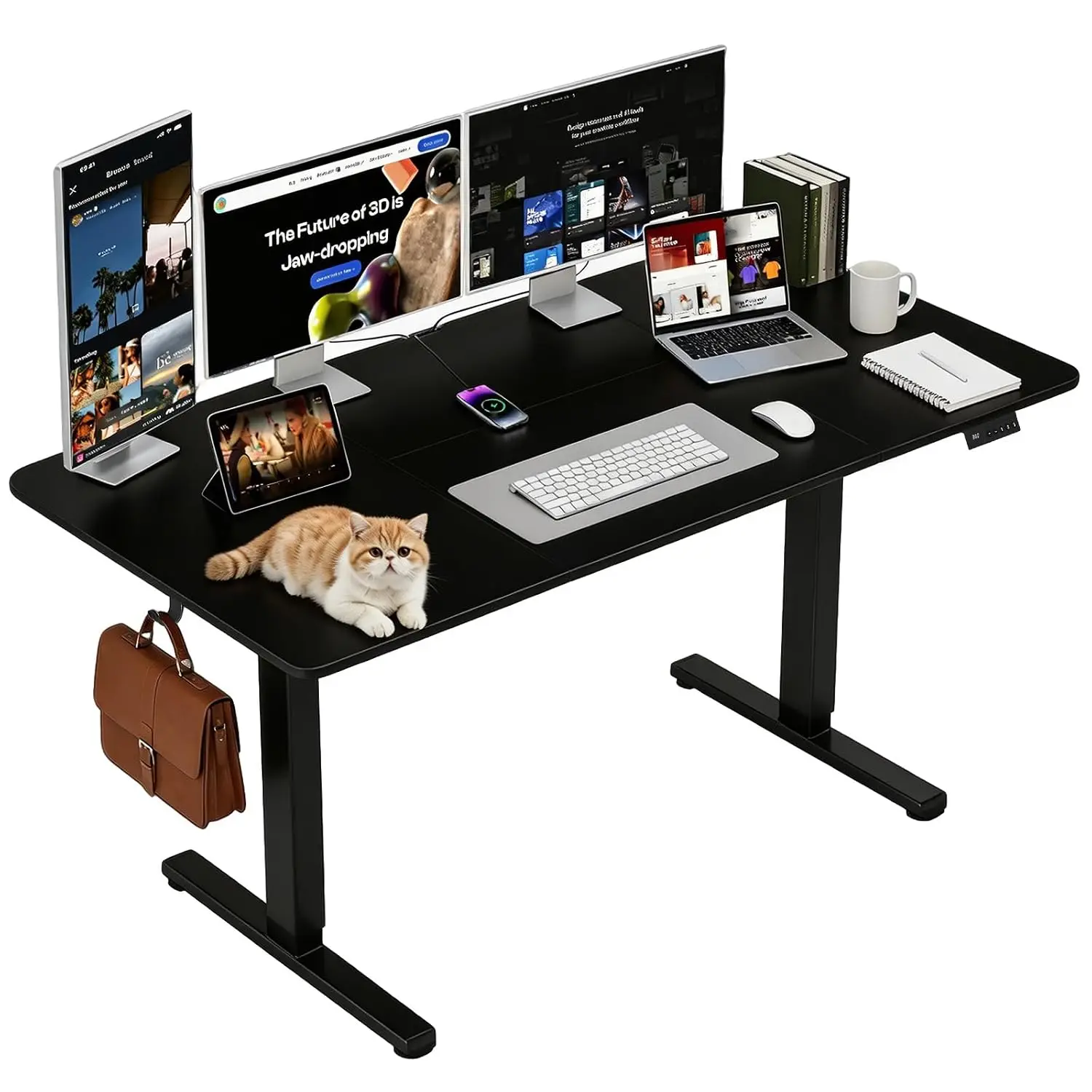 Electric Standing Desk, 60x28 Inches Height Adjustable Sit Stand up Desk with 3 Memory Presets & Child Lock, Quiet, Customized