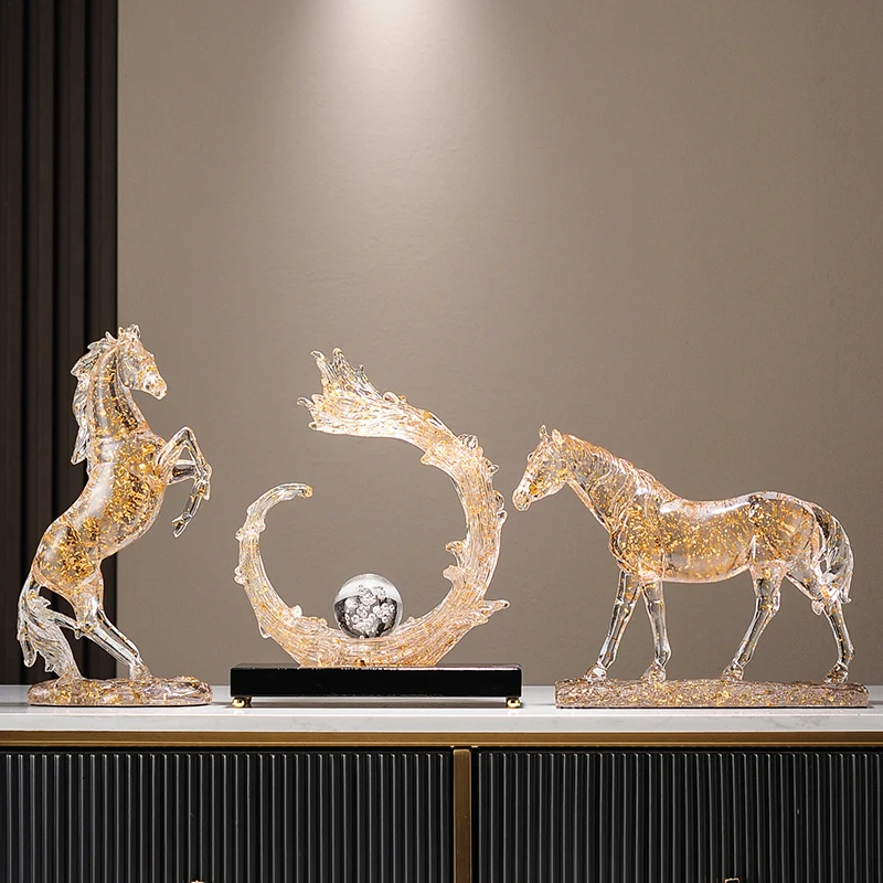 Transparent Sculpture,Horse Decorations,Office Living Room,Study,Wine Cabinet Decoration,Resin Statuette Horses Gift