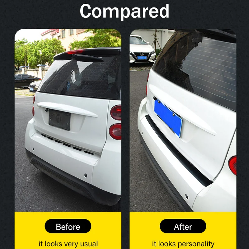 Car Rear Bumper Protector Guard Scratch Resistant Trunk Door Entry Guards Accessory Trim Cover for Smart 451 2007 2008 2009 2010