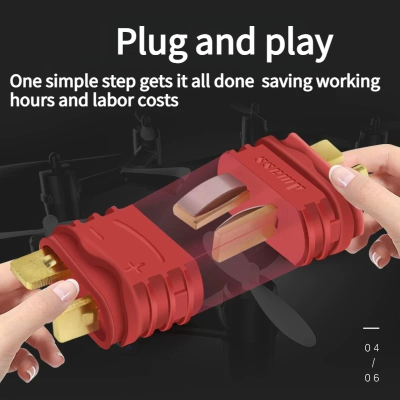 T-Shaped Drone Power Connector T-Plug Docking Socket Male Female Plug with Cable and Protective Cover