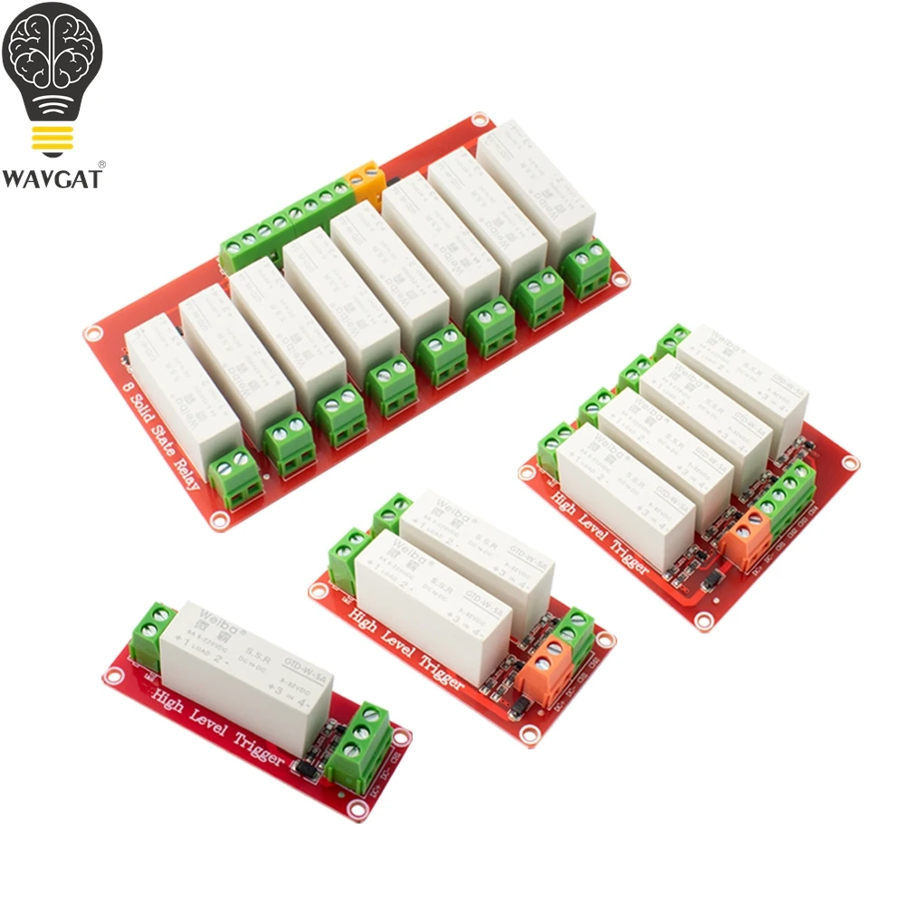 WAVGAT High Level Trigger  DC Control DC Solid-State Relay Module Single-Phase Electric Relay Solid State 5A  1 2 4 8-Way