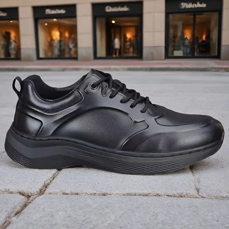 Trendy Genuine Leather Shoes Men Casual Sports Walking Luxury Brand Athletic Cowhide Sneakers Outdoor Running Lightweight 45