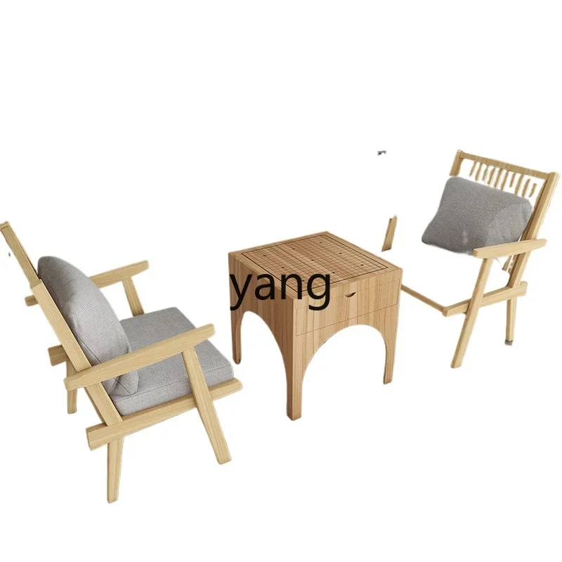 

LTT chess table and chair combination Go table overhead layer arrangement balcony leisure solid wood table and chairs