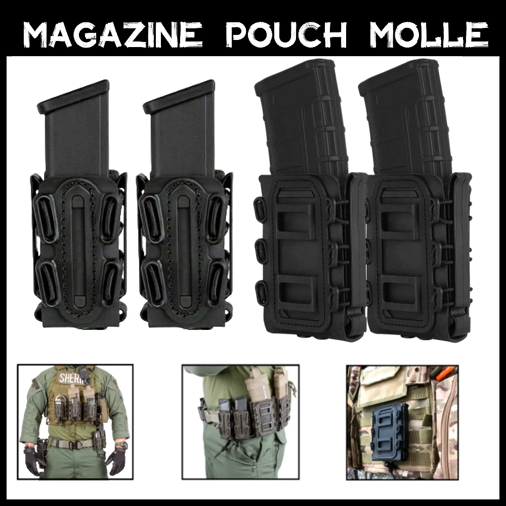 Magazine Pouch Carrier Tactical Fast Mag Flexible Molle for AK 74/47 AR M4 5.56/7.62 Mag Pouch Rifle Pistol Magazine Holder