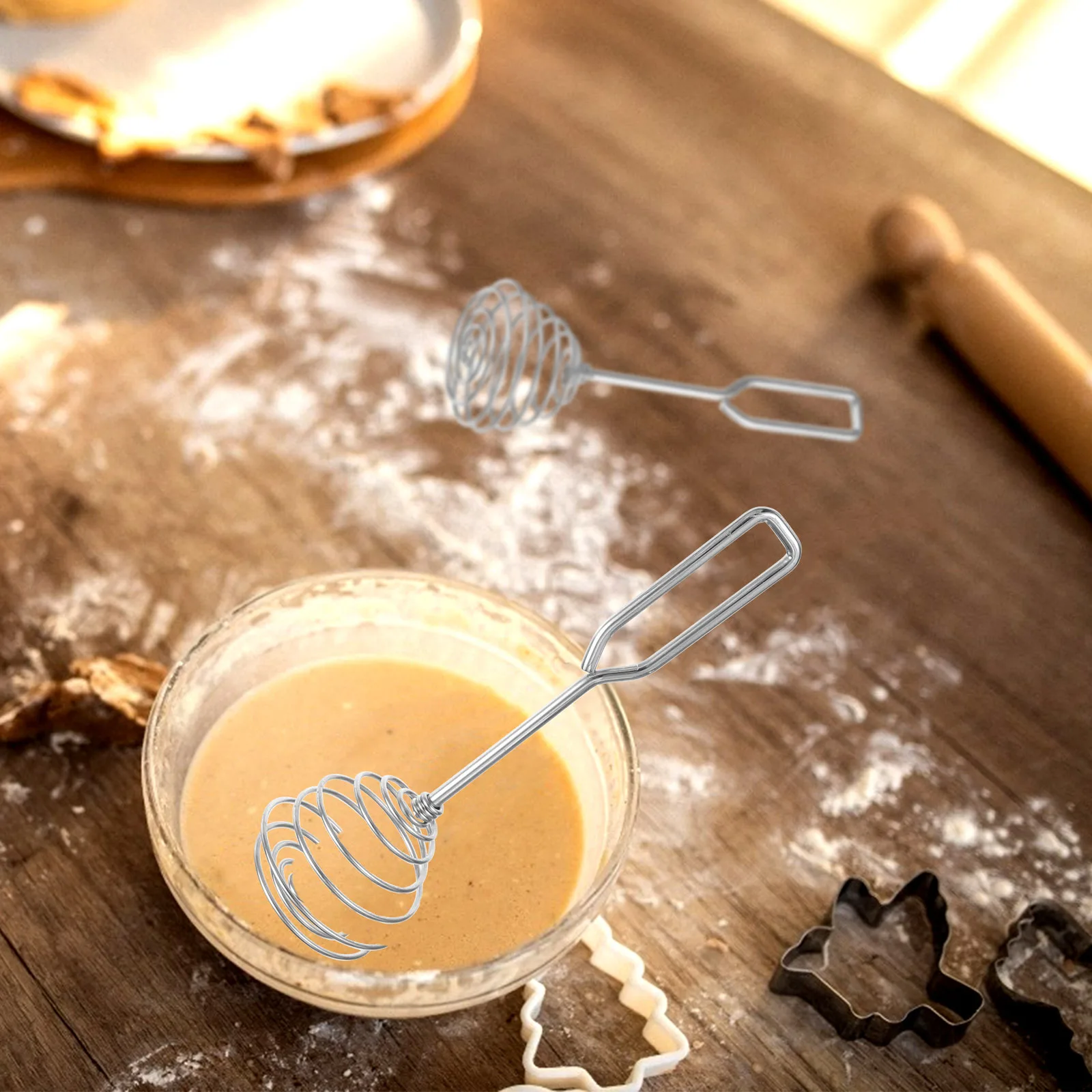 

2Pcs Fine Craftsmanship Stainless Steel Egg Whisks Stirrers Cream Frother Practical for Kitchen Home Use Egg Stirrers