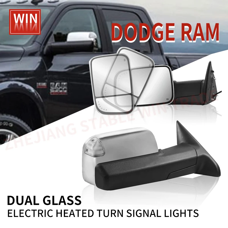 For Dodge RAM 1500 2009-2018 2500 3500 2010-2018 Extendable Towing Mirrors Pair Fold Power Heated Turn Signal Light Side Mirrors