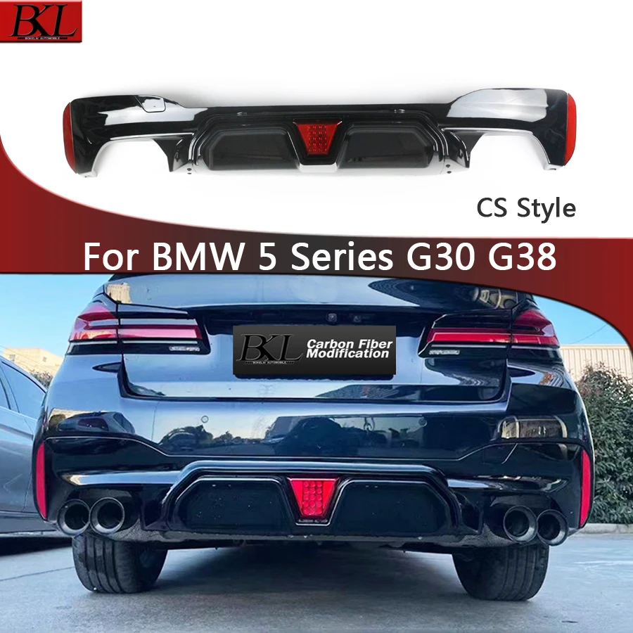 For BMW 5 Series G30 G38 540i 530 M Sport Edition Bright Black ABS Car Rear Bumper Diffuser Rear Spoiler Rear Lip Body Kit