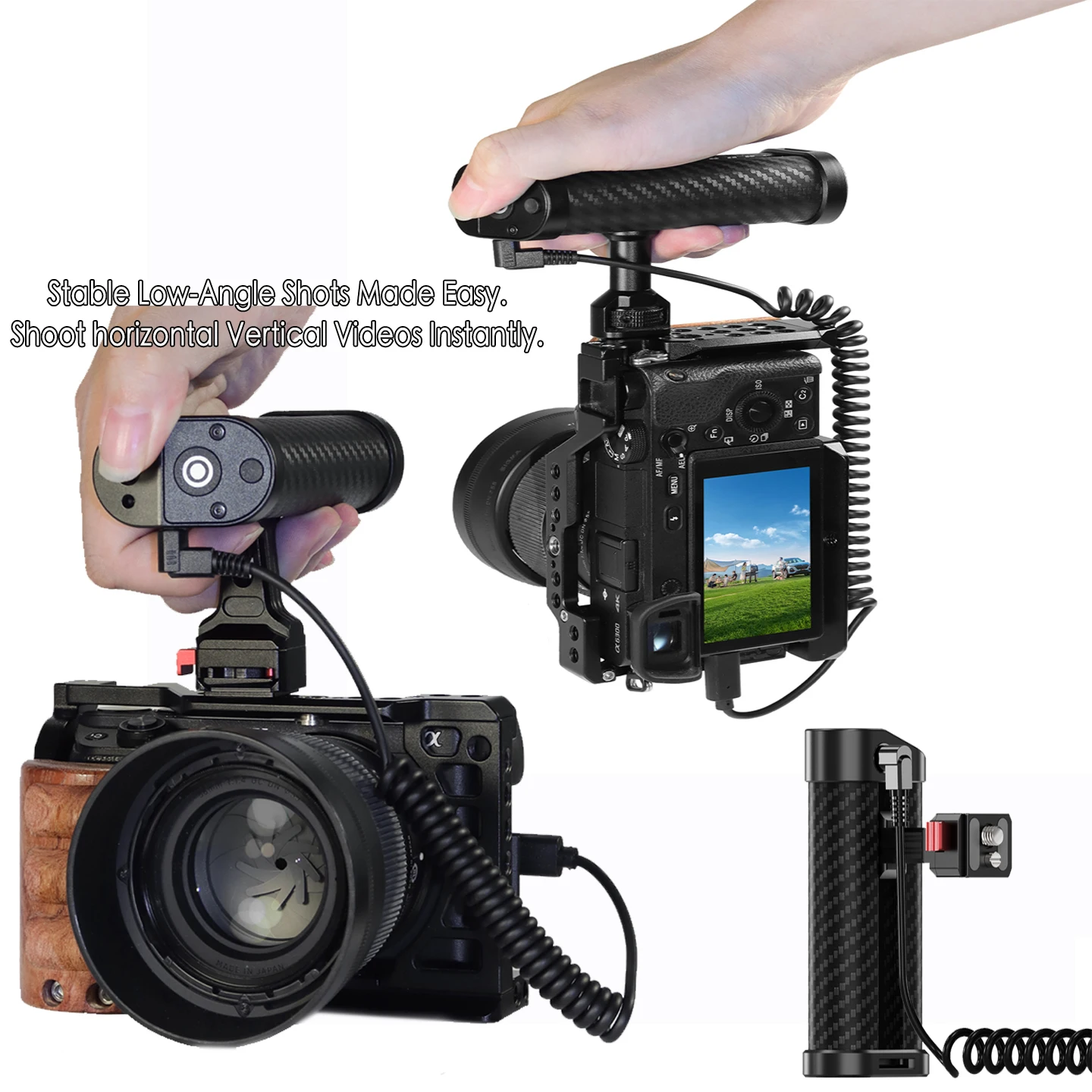 

Feichao Adjustable Height Camera Grip NATO Rail Mount for Canon R50 Nikon ZF Sony ZVE10 Cage DSLR Shutter Recording