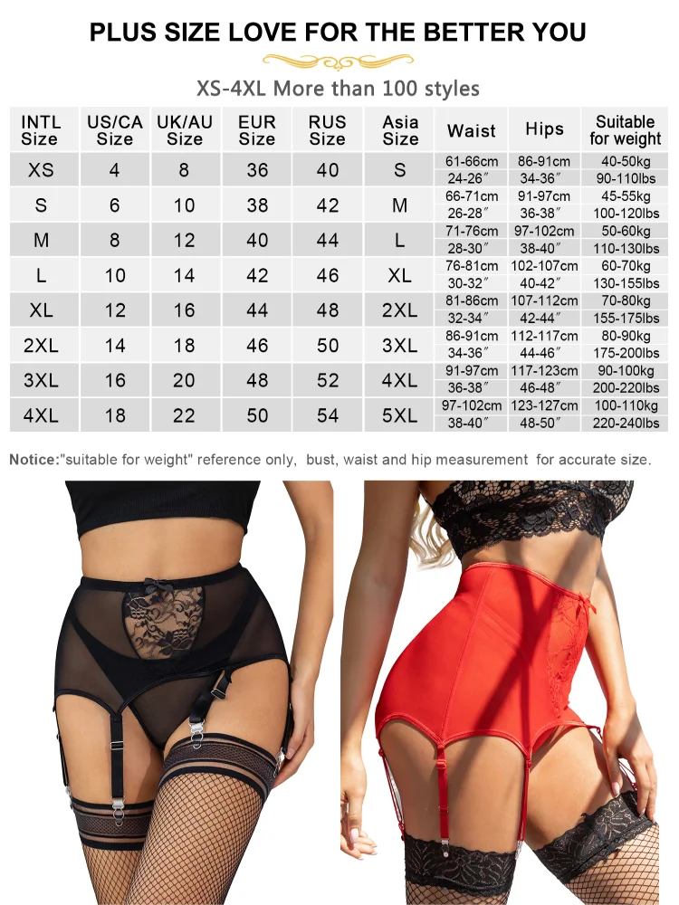 Comeondear Sexy Garter Black Suspenders With 6 Strong Strap Women\'s White Lace High Waist Belt For Stockings Plus Size Lingerie