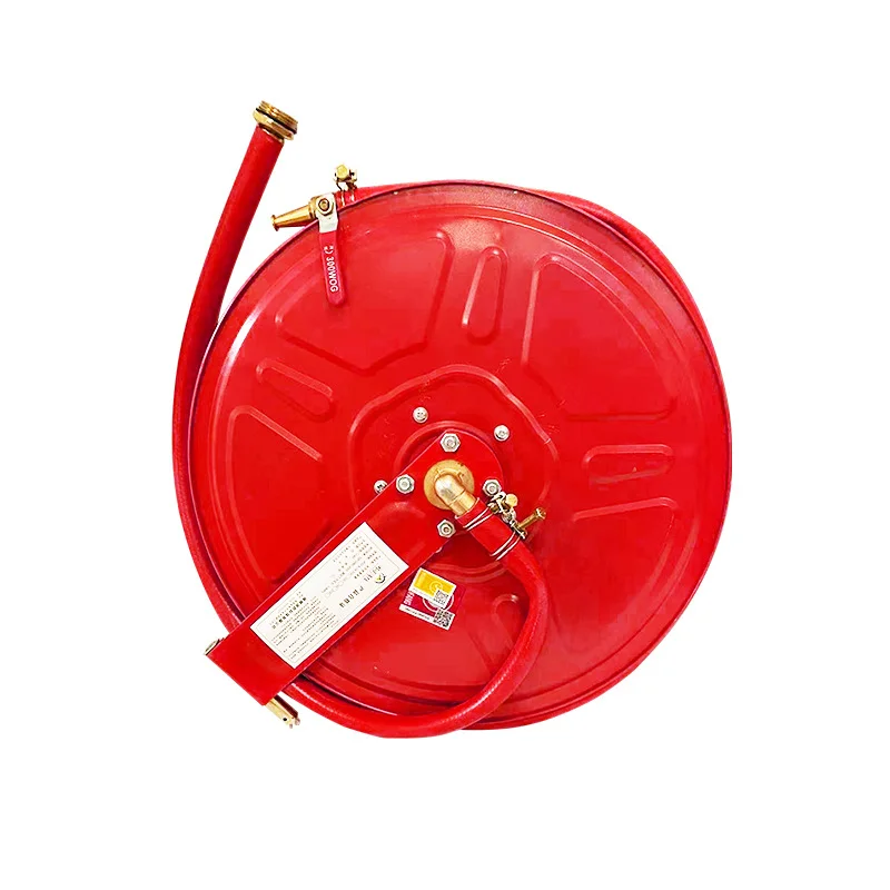 Fire Hose Reel-Cast Iron Rubber Portable Durable Easy Operation 20m/25m/30m Sizes For Class A/B Fires Airport Protection