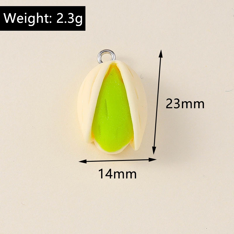 20 Stück Niedliche Simulations-Nuss-Pistazien-Anhänger für Schmuckherstellung, Halsketten, Ohrringe, Armbänder, DIY-Bastelzubehör – Detail 1