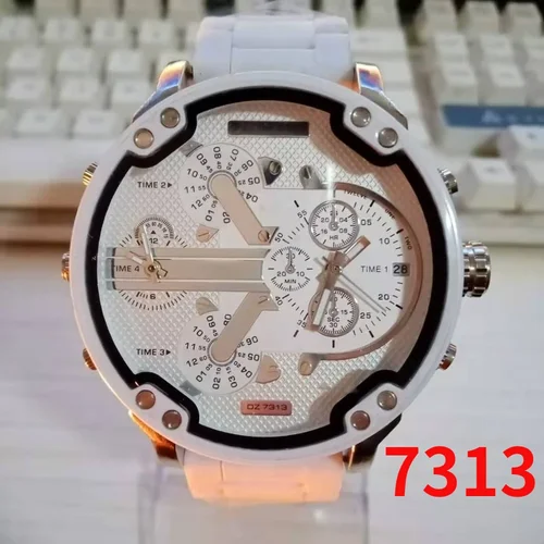 Imagen 1 del producto Reloj deportivo de lujo para hombre, cronógrafo de cuarzo analógico de acero inoxidable con esfera grande, estilo informal, a la moda, ideal para negocios, DZ