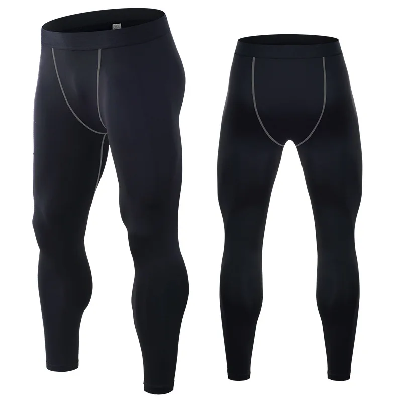 All Black Sports Pants Men's Summer High Elastic Quick-drying Tights Basketball Training Running Gym Men's Compression Pants