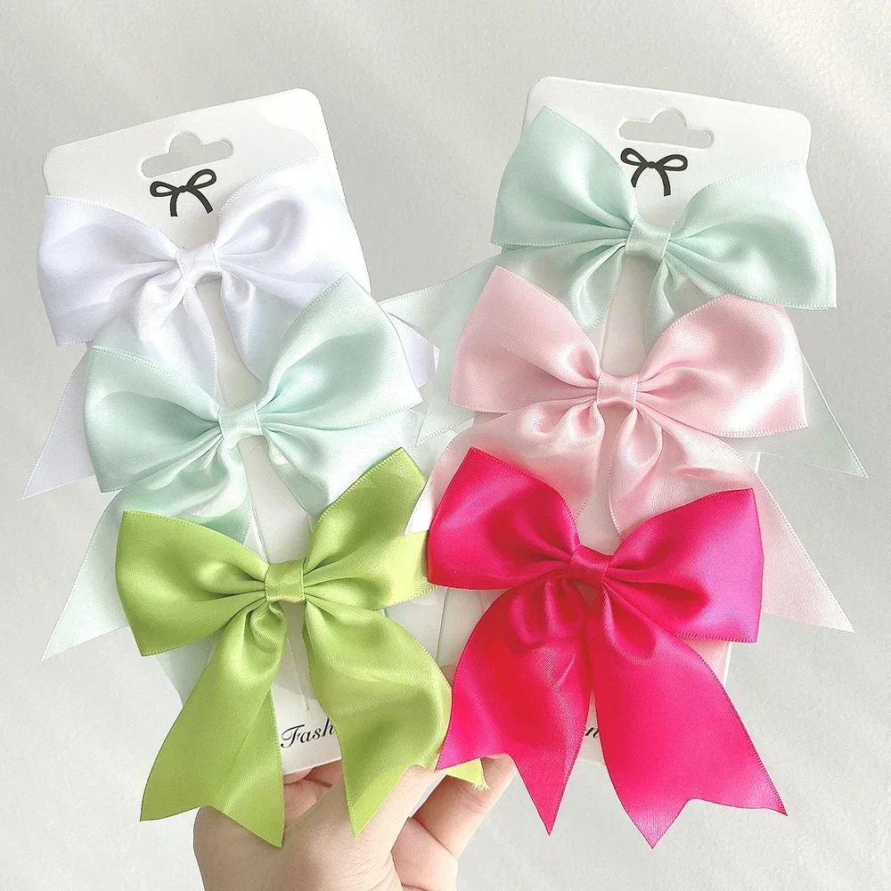 

2/3Pcs Lovely Solid Color Ribbon Bows Hair Clip for Kids Girls Hairpins Barrettes Handmade Baby Headwear Kids Hair Accessories