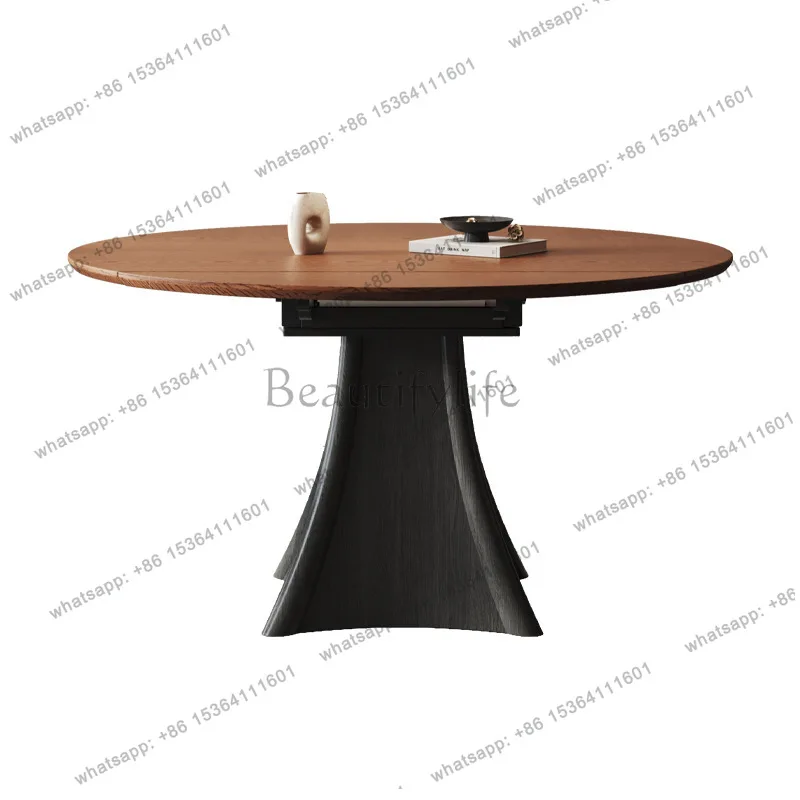Minimalist slate dining table and chairs Italian light luxury can be rotated and telescopic for both square and circle purposes