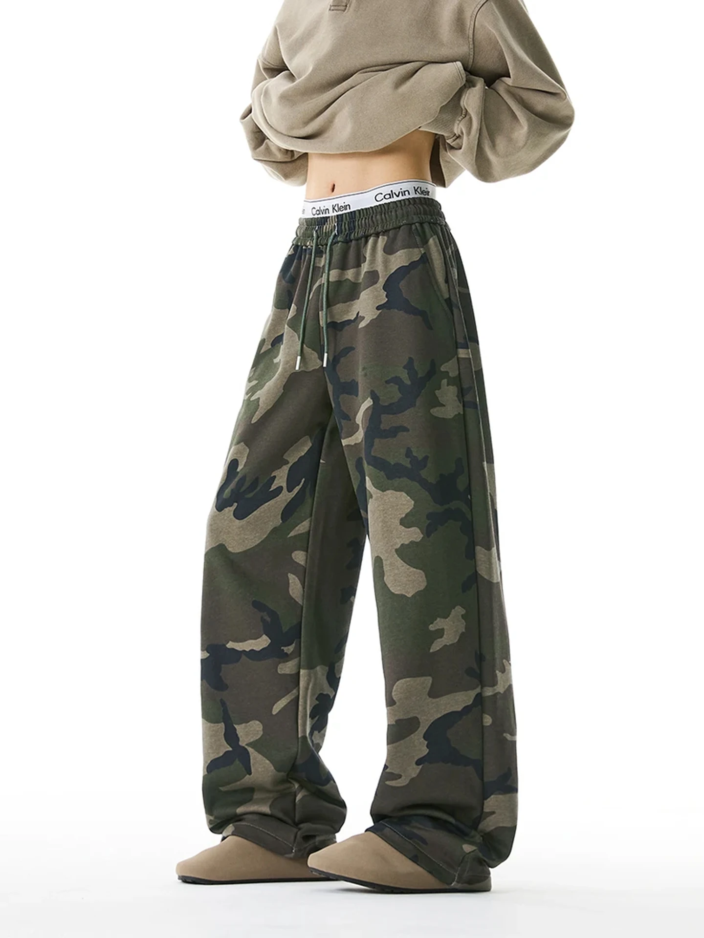 

American Style Camouflage Wide Leg Pants Men's Autumn Washed Drapey Hiphop Straight Tube Pants Youth Trendy Casual Wear