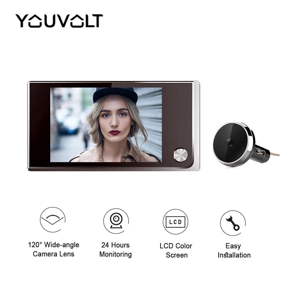 3.5 Inch Video Doorbell 170 Degree Peephole Viewer Video Eye Door Bell Smart Home Outdoor Camera Monitor Visual Doorbell