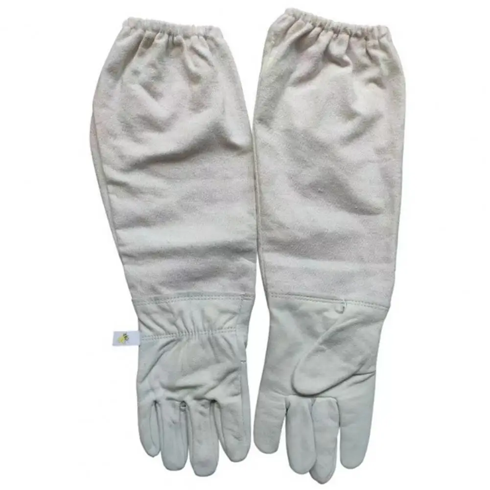 Long Sleeve Beekeeping Gloves Beekeeping Gloves Protective Long Sleeves Anti-sting Canvas Goat Leather Gloves Breathable