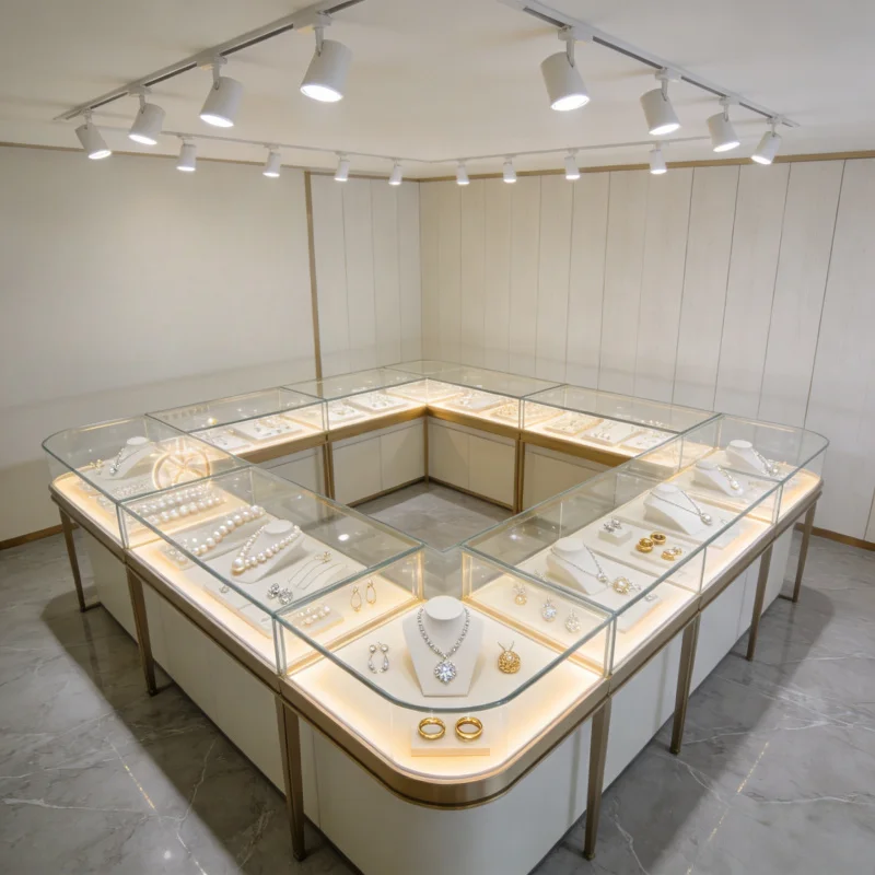 custom.OEM Luxury Jewelry Display Cabinet Display Racks with 3D Design High End Store