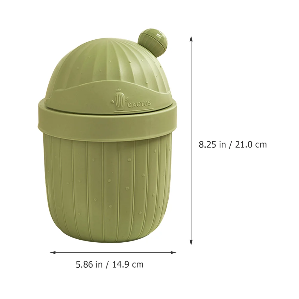 Cute Vanity Waste Bin Mini Cactus Garbage Can Tiny Plastic Storage Bin Waste Container Green