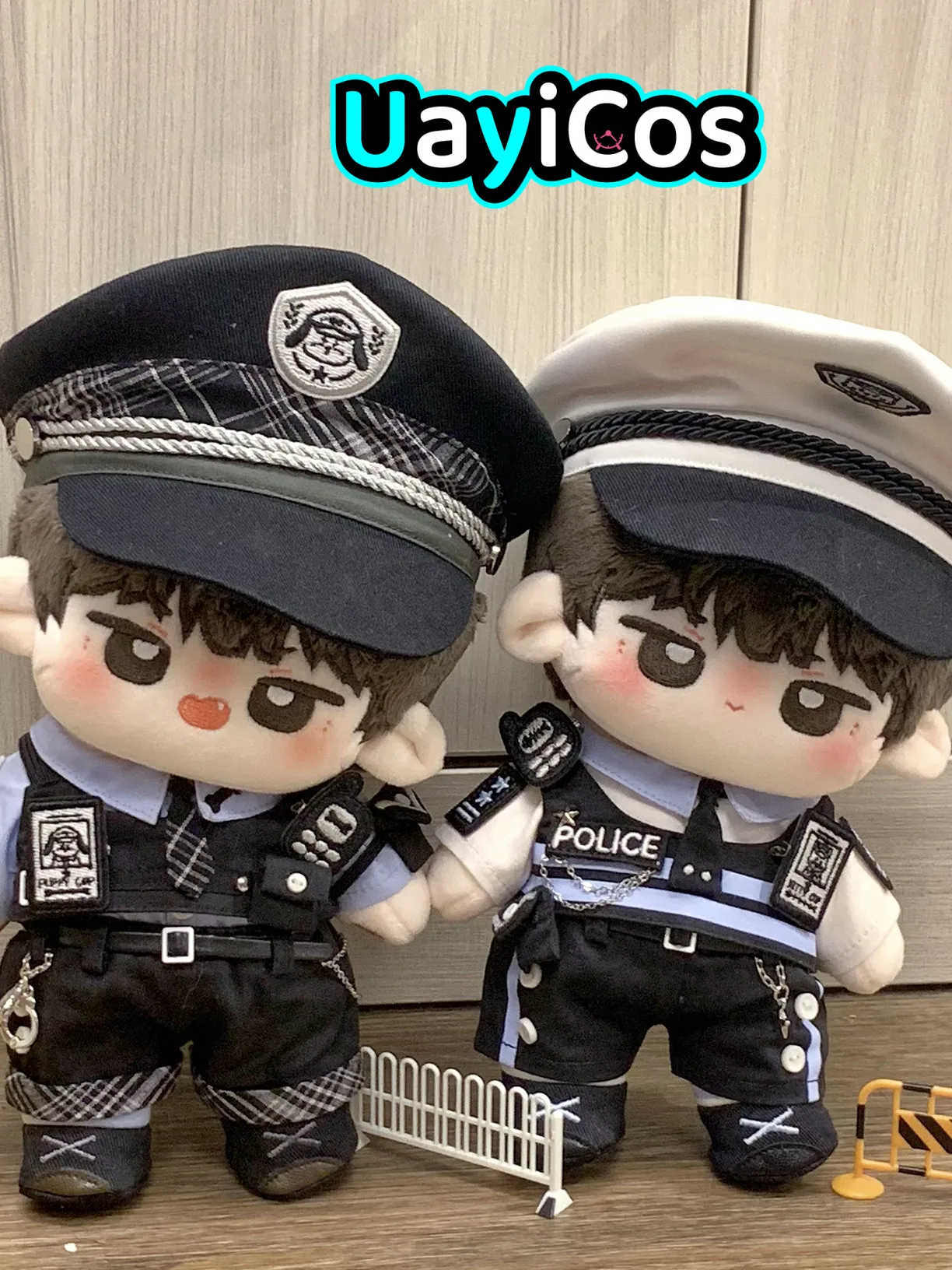 20cm Doll Clothes Cat Dog Police Cool Fashion Handcuffs Tie Coat Uniform Suit Stuffed Plushies Plush Doll Accessories Anime Toy