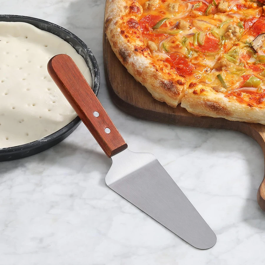 ملعقة بيتزا مقشرة من الفولاذ المقاوم للصدأ مع مقبض مقاوم للحرارة غير قابل للانزلاق لفرن البيتزا والخبز والمطبخ المنزلي JXB