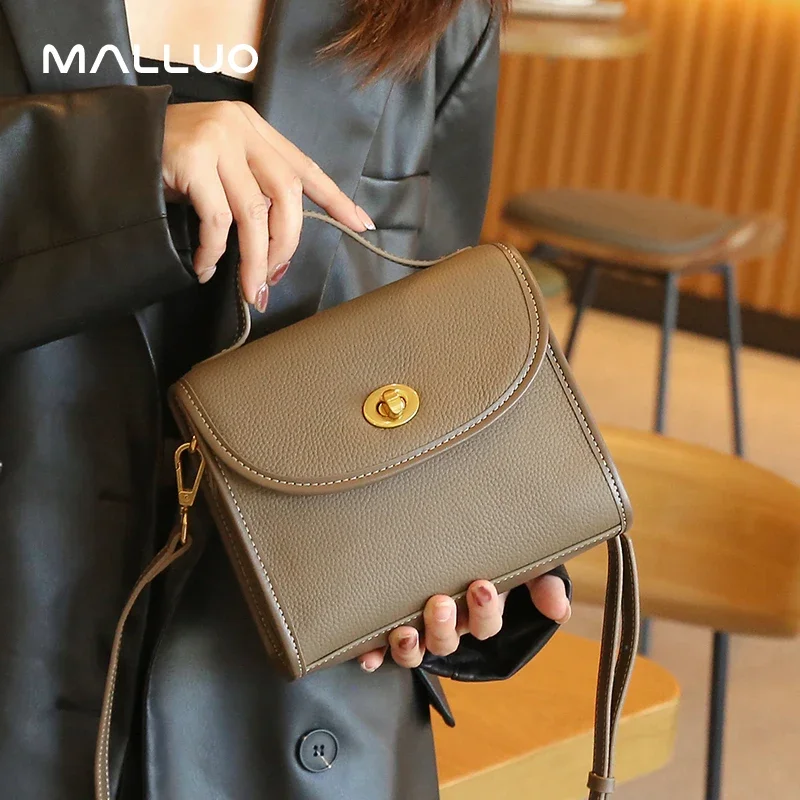 Frauen Kuh Echtes Leder Schulter Tasche Damen Mode Retro Kleine Quadratische Handtasche Weibliche Freizeit Designer Luxus Umhängetaschen