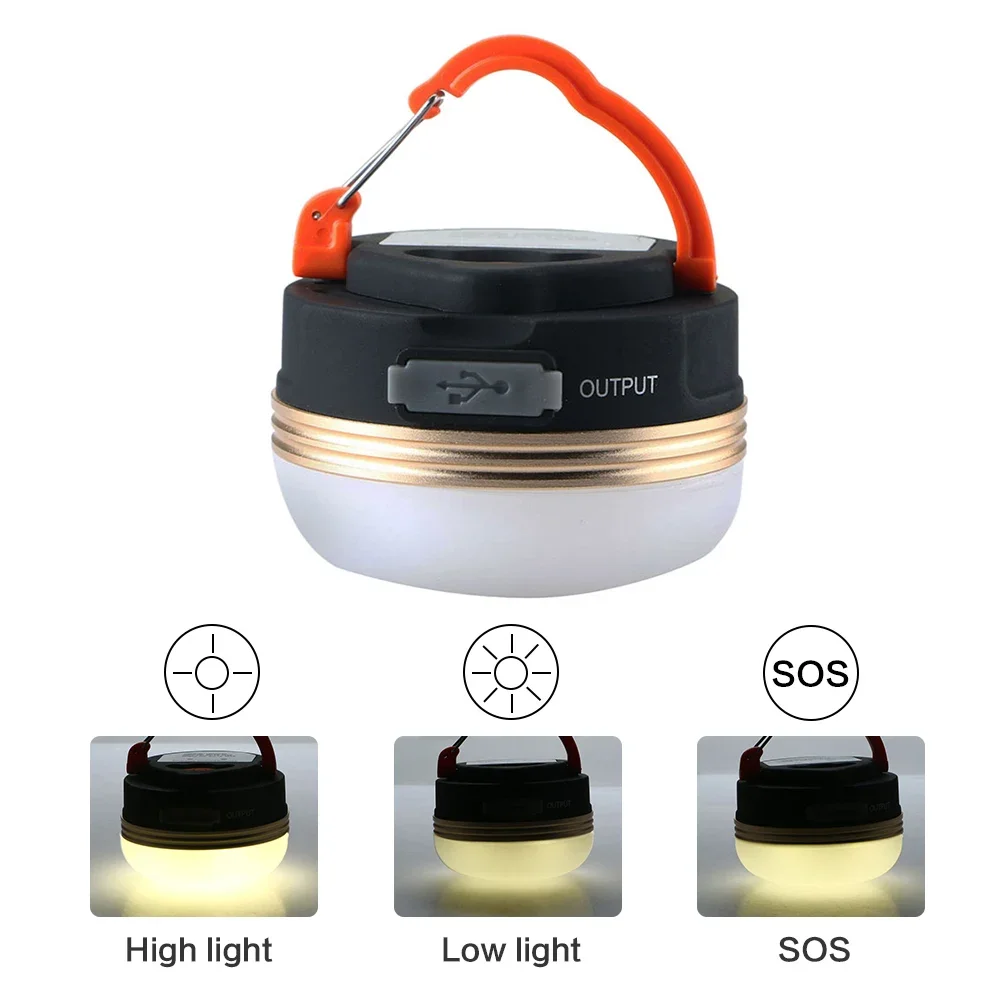 300LM 3W USB Mini Tent Lamp LED Rechargeable Outdoor Hiking Camping Night Light Fishing Lantern Gold Edge