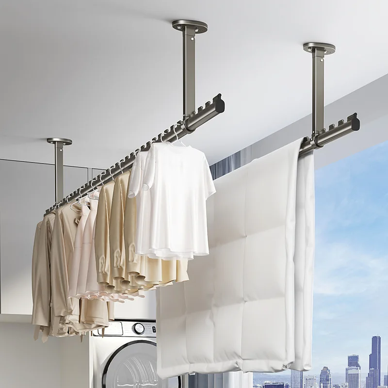 Clothes drying rack balcony household fixed clothes drying rod top installation side installation clothes drying rod single rod