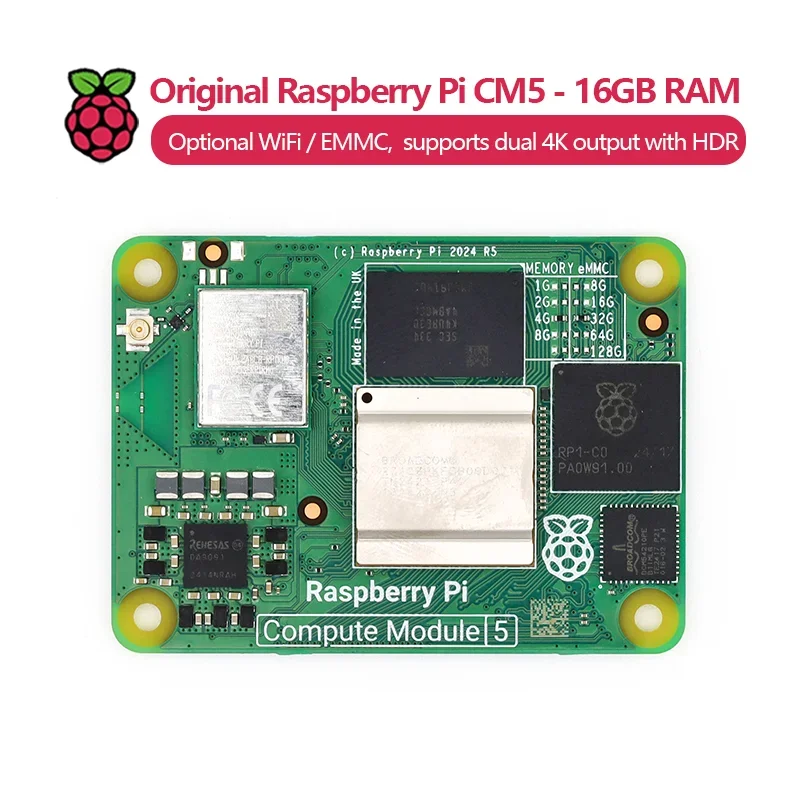 SmCpOriginal Raspberry Pi Compute Module 5 CM5 Module With 16GB RAM, Optional WiFi / EMMC, CM5116064 CM5016016 CM5016032 CM50160