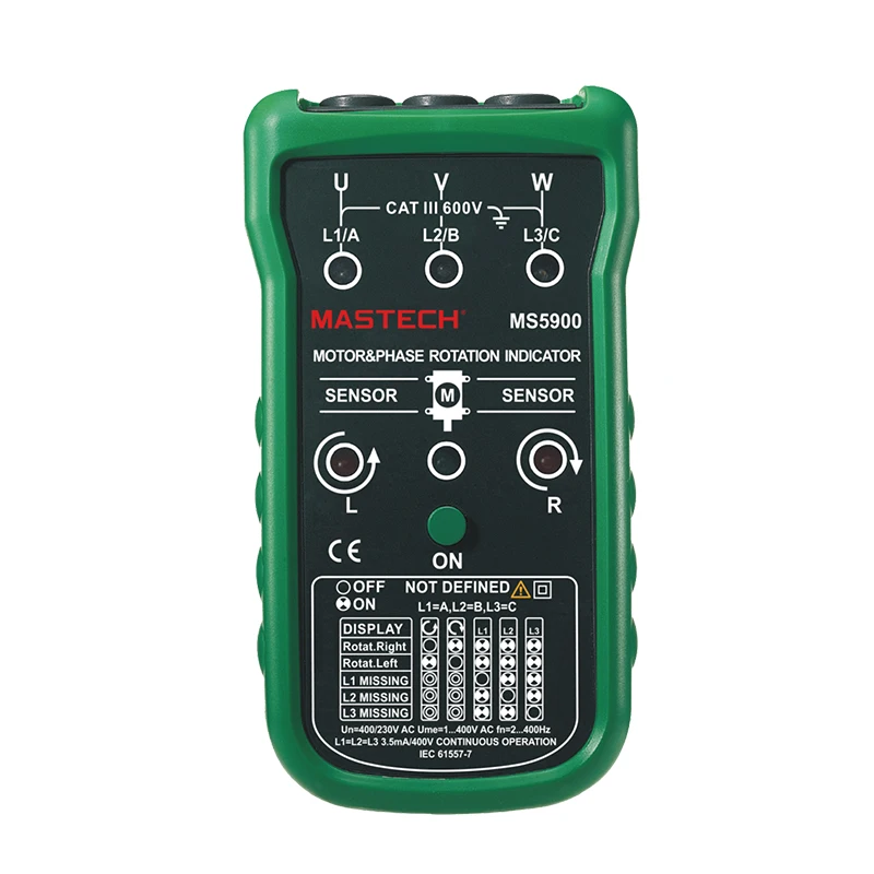 

MS5900 LED Field Indicator Phase Rotation Tester 3 Motor Meter Sequence Tester Non-contact Rotary Field Indicator LCD Multimeter