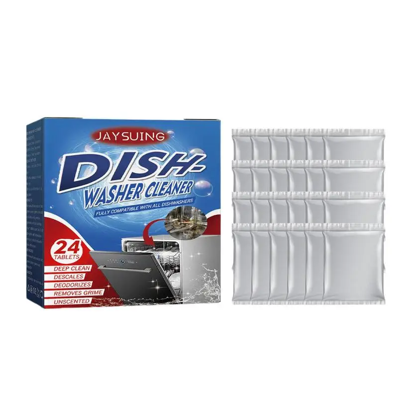 24pcs Dishwasher Cleaning Tablets Heavy Duty Deep Cleaning Descaling Tablets Household Dishwasher Cleaner Limescale Remover