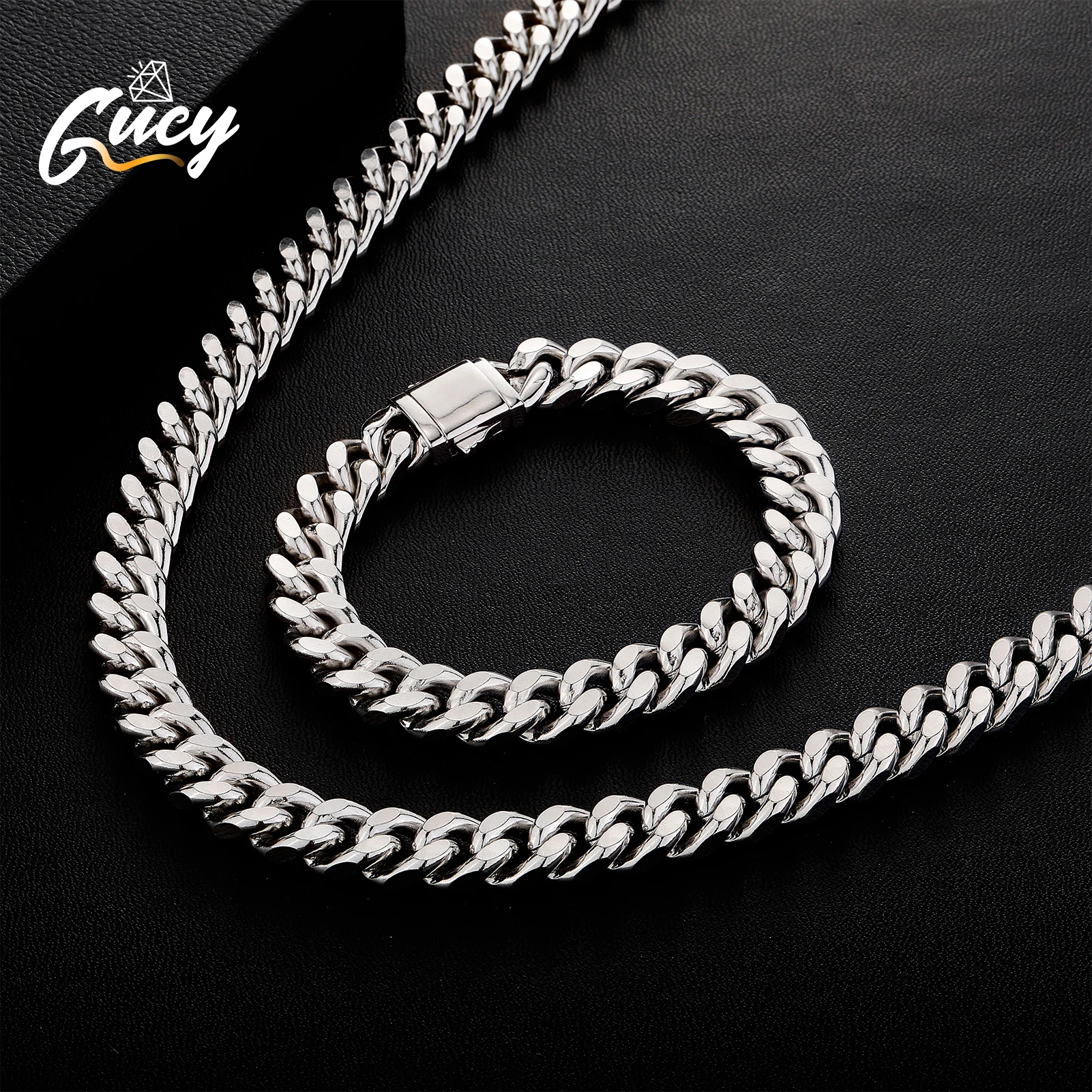 GUCY High Quality Miami Cuban Chain 12mm Stainless Steel Necklace&Color-Preserving Necklace Men and Women Jewelry