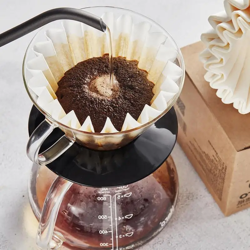 Coffee Filter Paper 50pcs High Efficiency Coffee Filter Single Serving Paper White Filter Paper Cake Cups for Coffee Machine