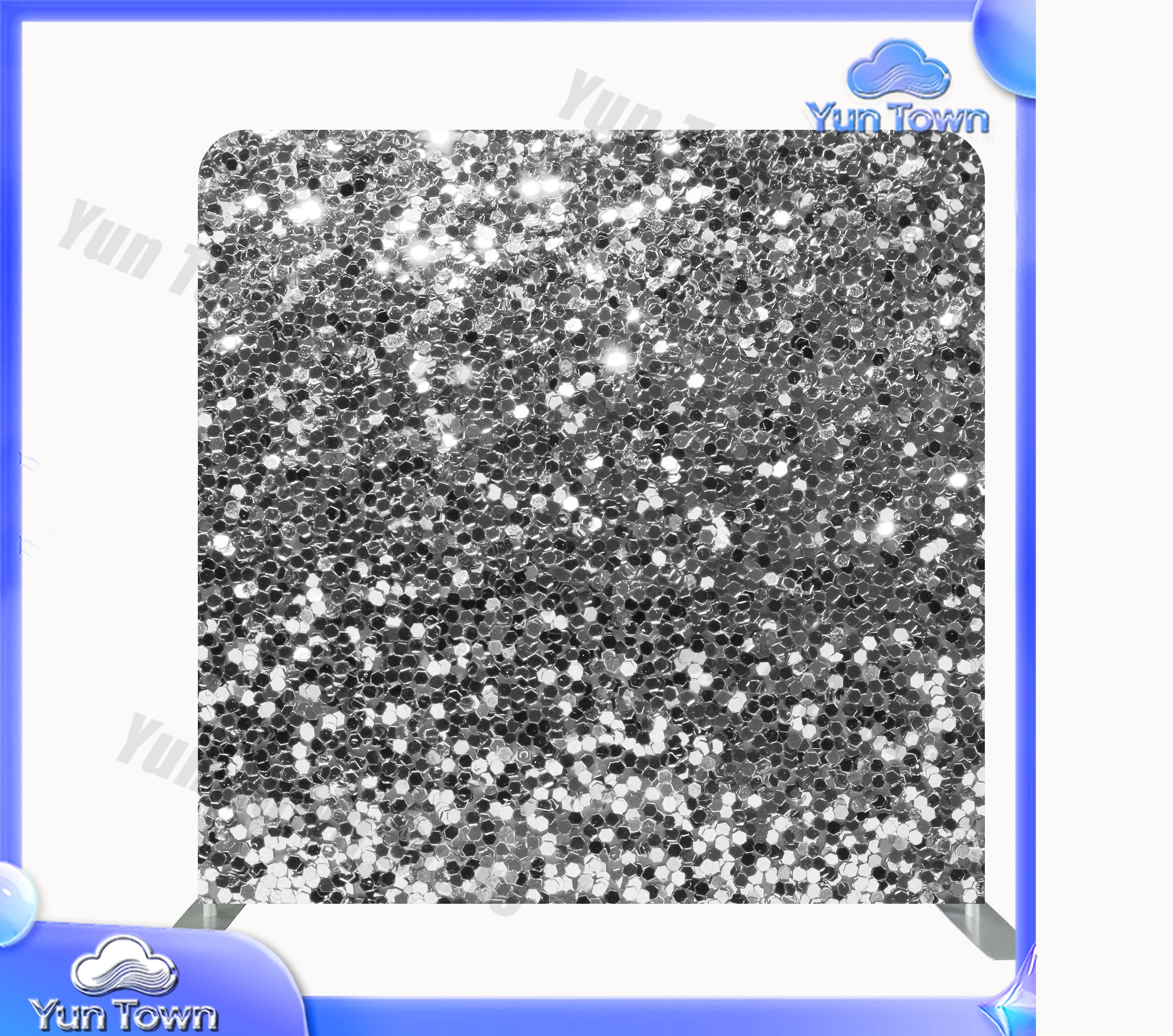 for Silver Fabric 8ft Aluminum Tube Bracket Tension Fabric Pillowcase Cover Photo Booth Background Custom Logo Sequins