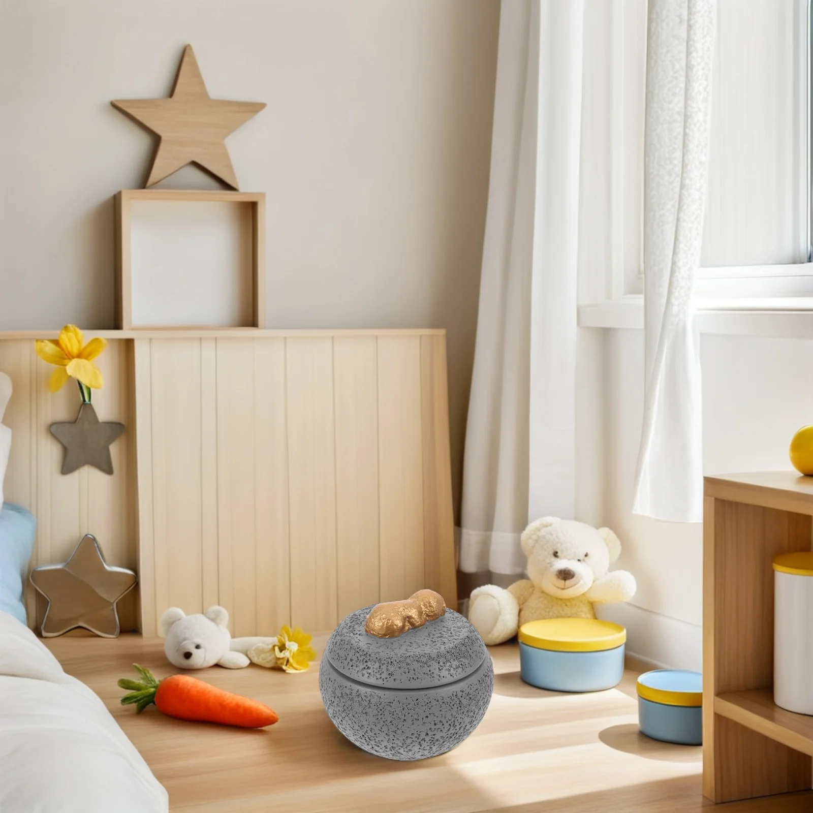 

1pcs 12Oz Small Pet Urn For Ashes Round Cement Keepsake Box Mini Memorial For Dog Cat Loss – Pet Funeral Accessories