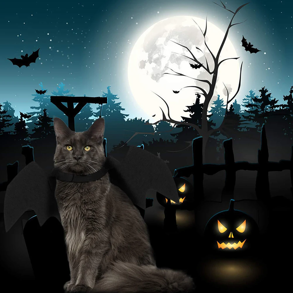 

Creative Pet Bat Wings Halloween Costume Black Felt Wings Adjustable Tape Fastener For Cat Dog Pet Accessories