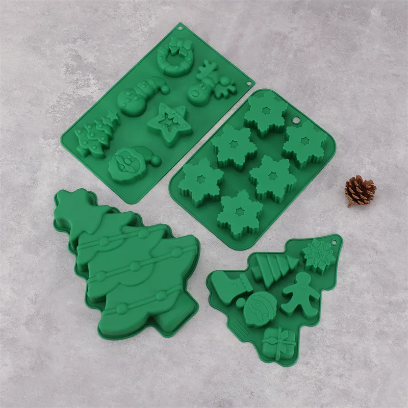 Christmas Silicone Mold Cake Mold Baking Pan Chocolate Candy Molds Cookies Pastry Biscuits Mould Cake Baking Mold Fondant Molds