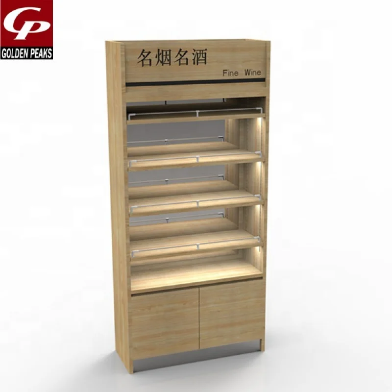 Custom.New تصميم النبيذ الأحمر ورفوف الحائط خزانة عرض خشبية