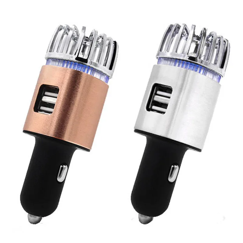 

Popular aluminum alloy USB car air purifier mini negative ion double car charging two-in-one metal car purification