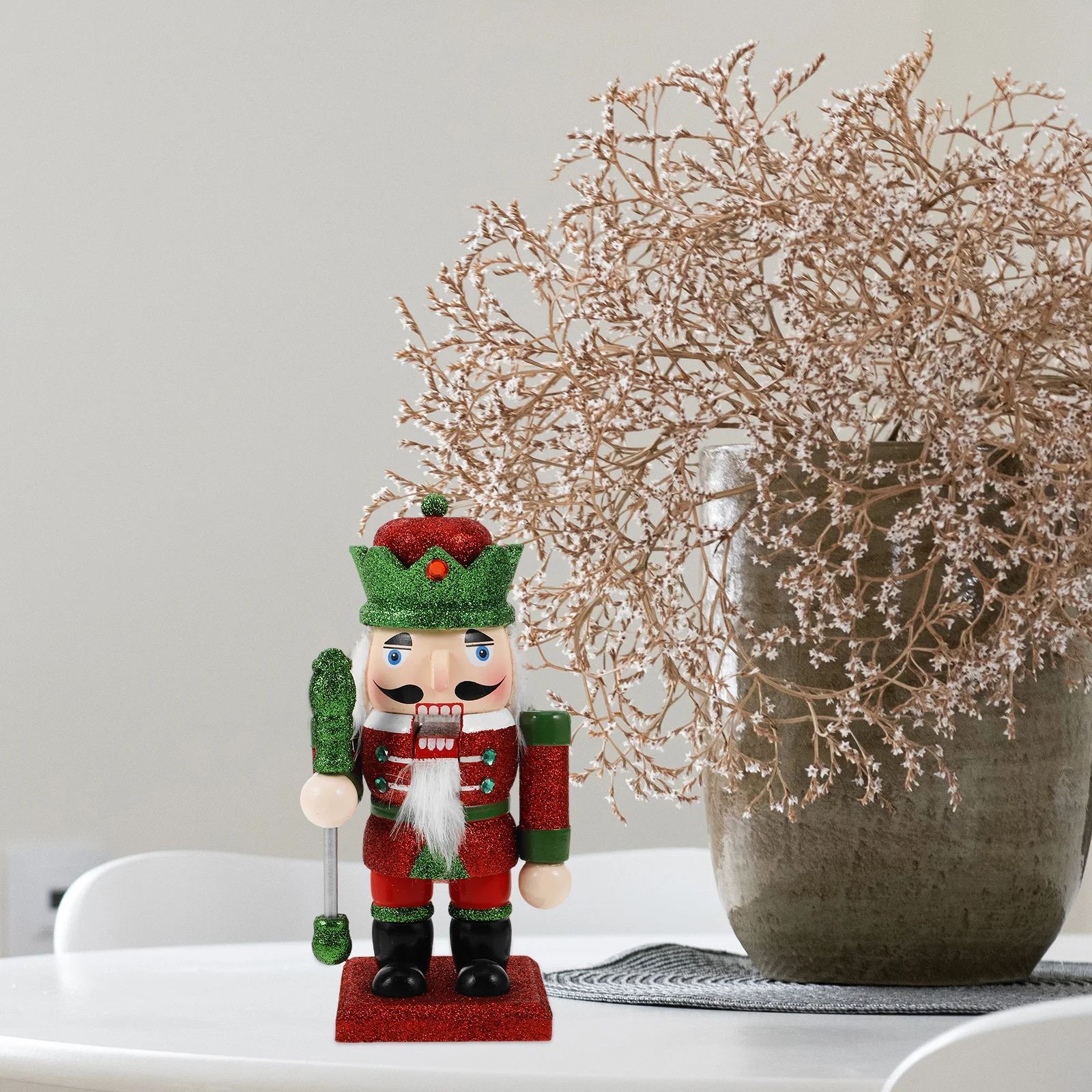 

Traditional Wood Nutcracker Soldier Glitter Colorful Christmas Table Decor Holiday Nutcracker Christmas Decoration