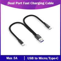 5A Fast Charging Dual Port Type-C Splitter Charging Cable  Powered Device Cord Powered up to Type-c Micro-USB Devices