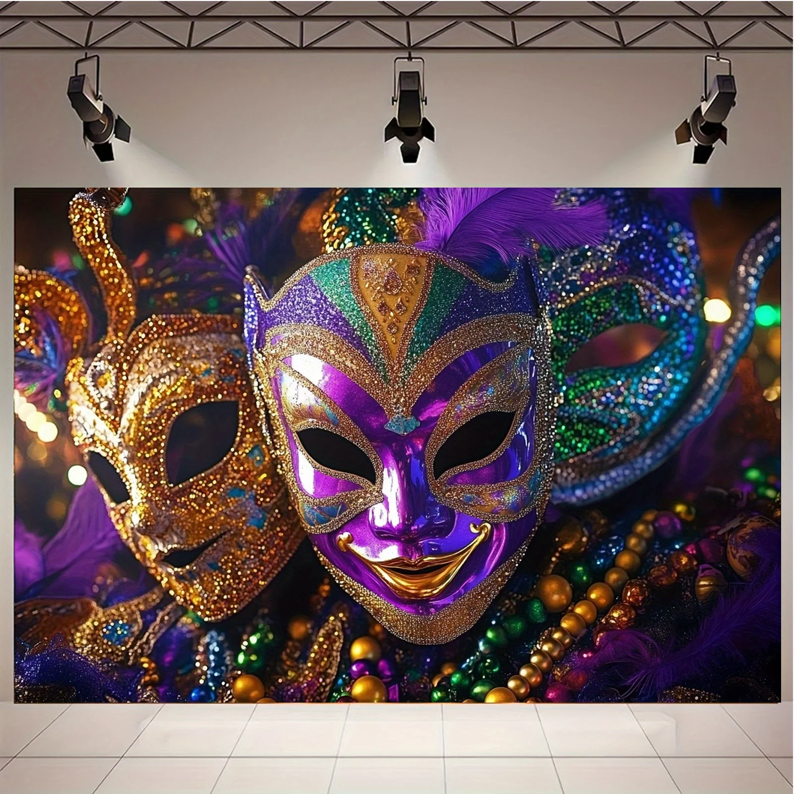 Tela de fondo para celebración de carnaval: fondo de fotografía multifuncional de fibra de poliéster, carnaval, baile de máscaras