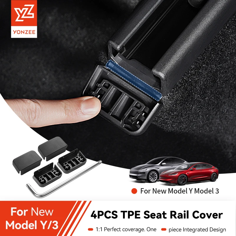 YZ For Tesla Model 3 Y YL Juniper4PC Seat Rail Cover Protector Rear End Pieces Backseat Slide Protection Anti-kick Pad Accessory