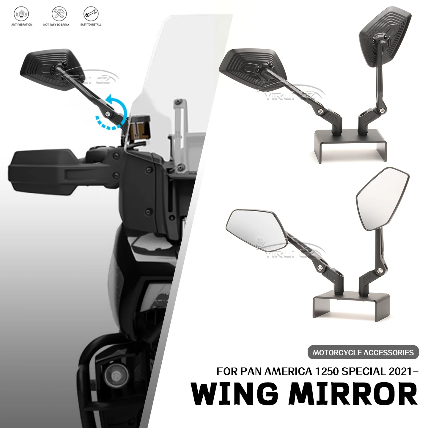 

For Pan America 1250 Special Pan America 1250 Special 2021- Motorcycle Rearview Mirror Aluminum Adjustable Side Rear View Mirror