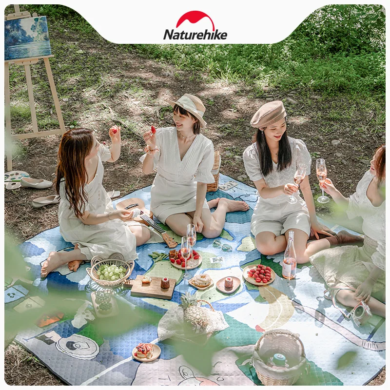 Outdoor Camping Portable 4-10 People Moisture Proof Mat Original Cartoon Pattern Waterproof Picnic Mat Travel Pads