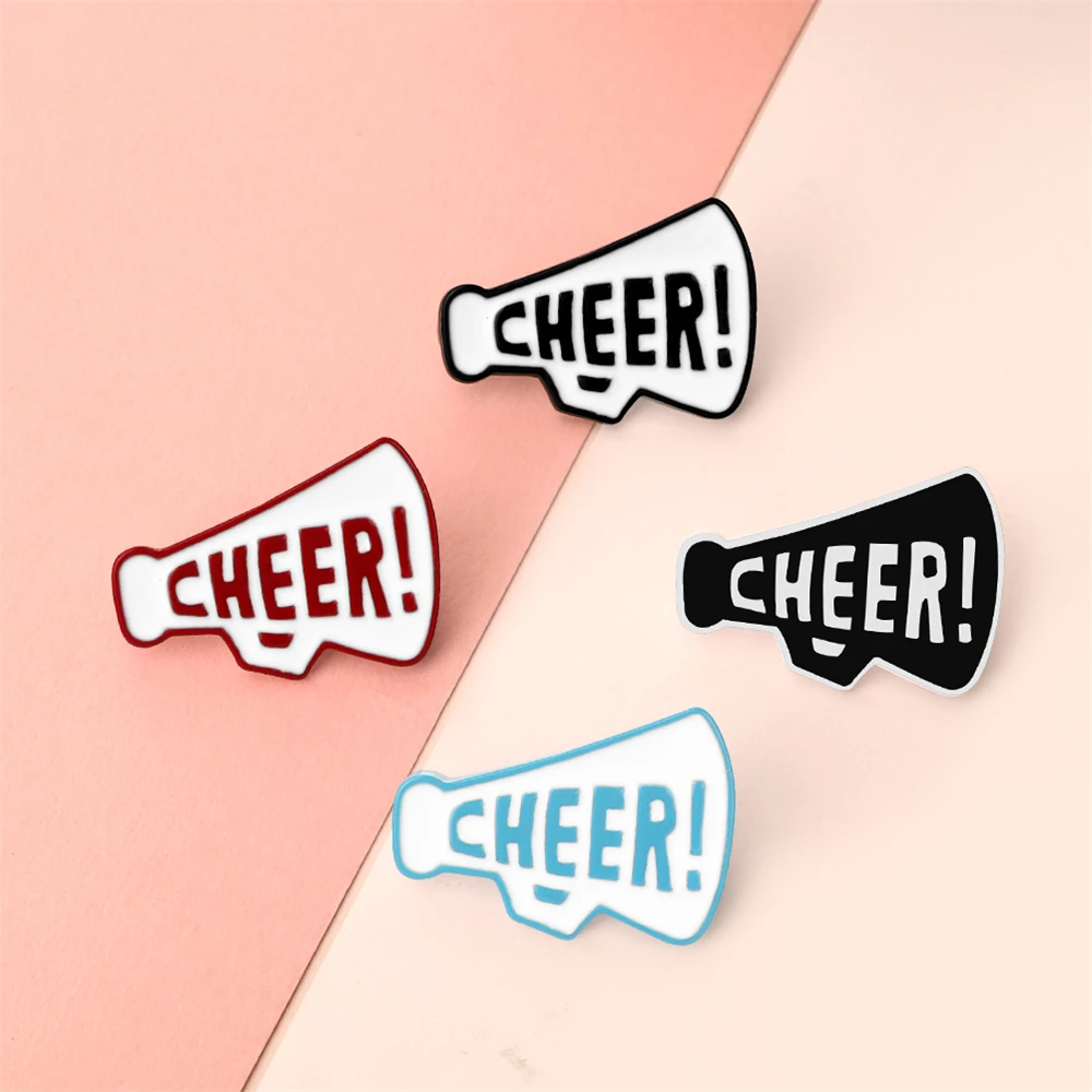 Creative Word CHEER Trumpet Brooches Cheer up Enamel Pins for Athletes Backpack Cloth Lapel Badge Match Gifts Decoration Jewelry