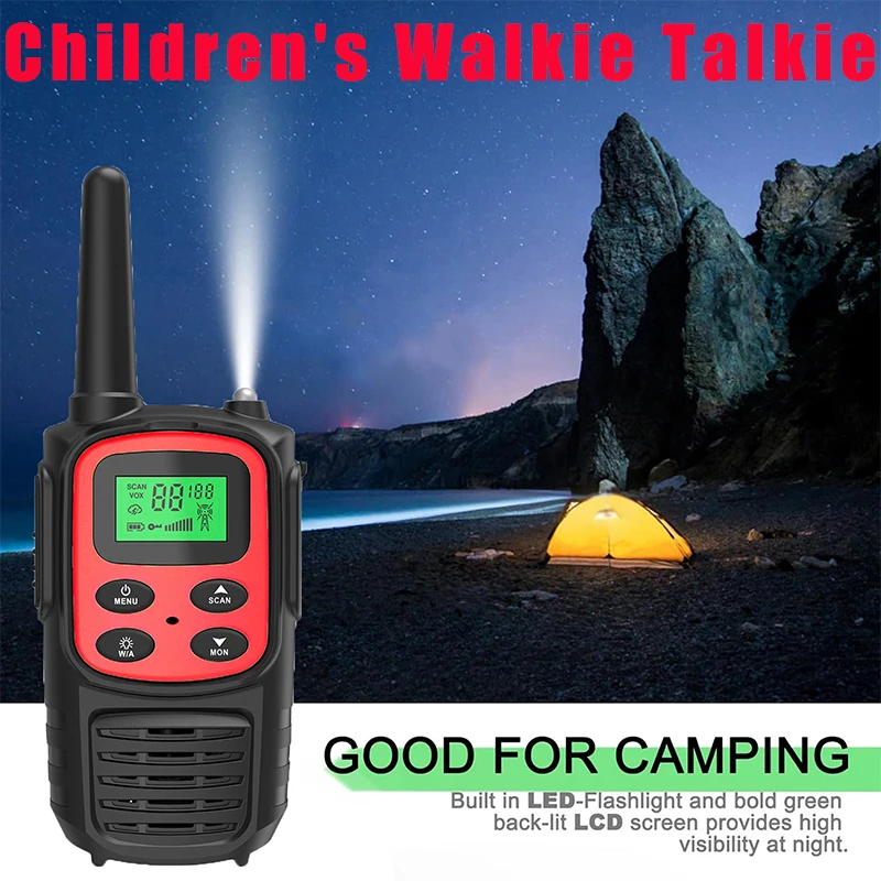 Kids Walkie Talkie 2pcs Handheld Toys Walkie Talkie EU Version - 8 channels US Version - 22 channels with 1200mAh Li-ion Battery